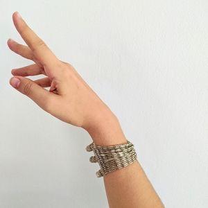 Pair of Vintage Hand-Crafted Beaded Cuff Bracelets